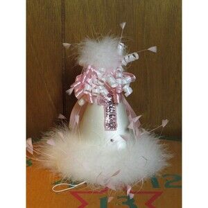 NEW Custom White Pink Sequined Baby's First Birthday Hat